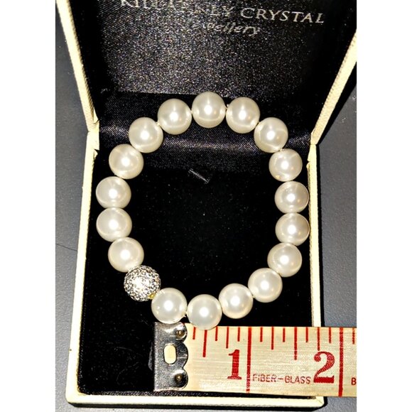 Killarney Crystal Jewelry Stretch Pearl & Crystal Bracelet NEW - Picture 2 of 4